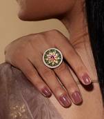 Meenakari Kundan Studded Adjustable Ring