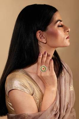 Meenakari Kundan Studded Adjustable Ring 4