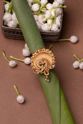 Matte Gold-PLated Peacock Adjustable Ring 3