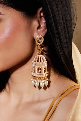 Bird Cage Pearl Gold-Plated Jhumka 1