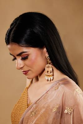 Bird Cage Pearl Gold-Plated Jhumka 2