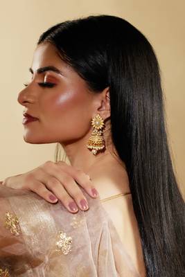 Pearl Gold Drop Shaped Stud Traditional Jhumka 2
