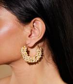 Pearl Gajra Hoops In Gold Plating