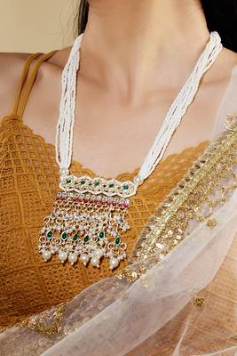 Pearl Kundan Multicolor Rani Haar With Studs Jewellery Set For Women 1