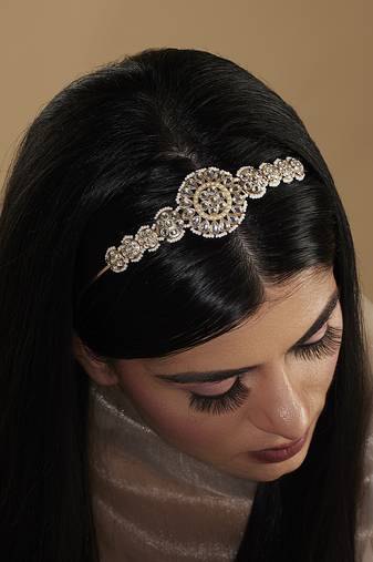 Gold Kundan Tiara Traditional Hair Band