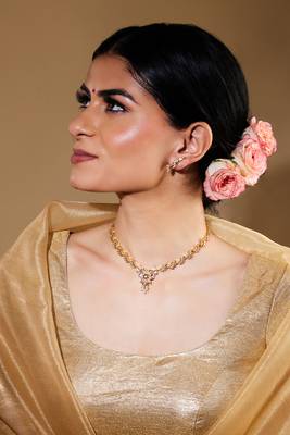 Alloy Stone Studded Gold Plated Necklace Set 2