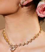 Alloy Stone Studded Gold Plated Necklace Set