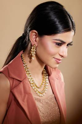 Kundan Pearl-Studded Double Layered Jewellery Set For Women 2