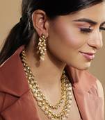 Kundan Pearl-Studded Double Layered Jewellery Set For Women