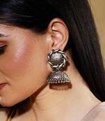 Floral Silver Lookalike Oxidised Jhumka
