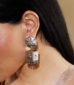 Ganesha Silver Lookalike Oxidised Jhumka