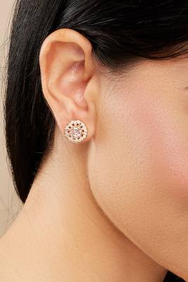 Rose Gold Floral Diamond Studs 1