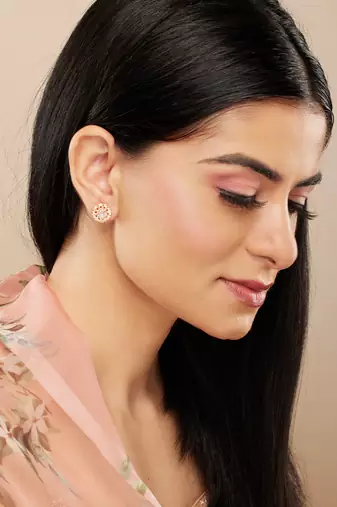 Rose Gold Floral Diamond Studs