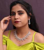 silver color american diamond  necklace set