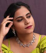 Silver color american diamond premium necklace set