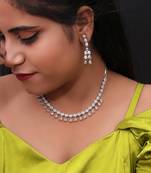 Silver color american diamond premium necklace set