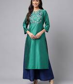 Green Colour Ethnic Kurti For Party Festive Looks
