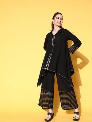 Musthave Black Colour Trendy Looks Fancy PartyWear Ethnic Kurti Dress 1