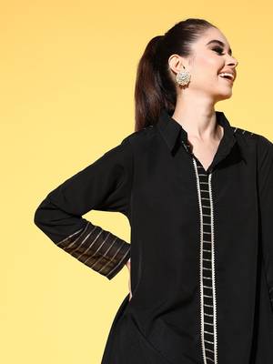 Musthave Black Colour Trendy Looks Fancy PartyWear Ethnic Kurti Dress 3