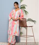 Designer Pink Colour Floral Printed Girlish Festive Wear Kurti Bottom Set