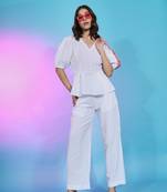 White Colour Ethnic Designer Co-ord Set For Festive Girlish Looks