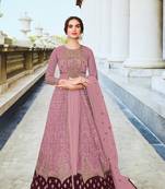 Pink Embroidered and Diamond Work Netted Anarkali Suit