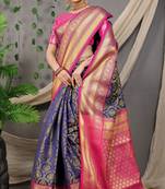 BLUE STUNNING TISSUE SILK SAR