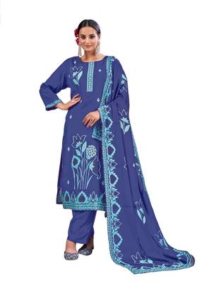 Stylish And Ethnic Blue Colour Partywear Suit 1