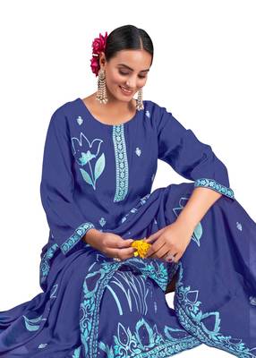 Stylish And Ethnic Blue Colour Partywear Suit 3