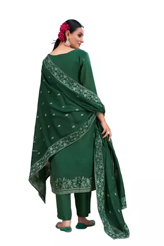 Stylish And Ethnic Green Colour Partywear Suit