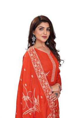 Stylish And Ethnic Orange Colour Partywear Suit 1