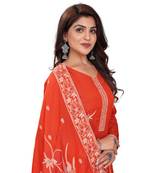 Stylish And Ethnic Orange Colour Partywear Suit