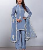 Sky Blue Colour Smart And Girlish Ethnic Short Readymade Salwar Kameez