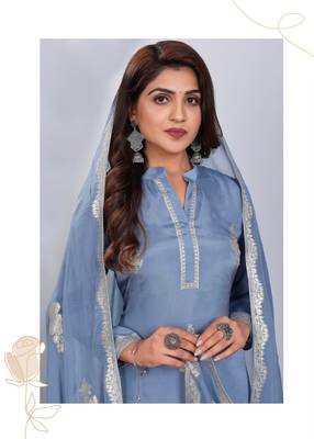 Sky Blue Colour Smart And Girlish Ethnic Short Readymade Salwar Kameez 2