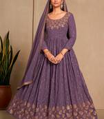 Lavender Colour Ethnic Glamorous Partywear Gown With Dupatta