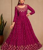Pink Colour Ethnic Glamorous Partywear Gown With Dupatta