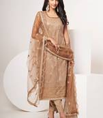 Ethnic Resham And Sequins Work Girlish Brown Colour Salwar Suit