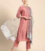 Ethnic Peack Colour Designer Salwaar Kameez For Festive Girlish Looks