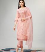 Ethnic Peach Colour Designer Salwaar Kameez For Festive Girlish Looks