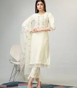 Ethnic Cream Colour Designer Salwaar Kameez For Festive Girlish Looks