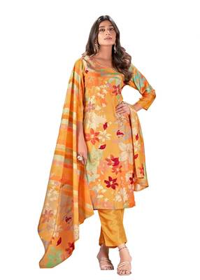 Yellow Colour Ethnic Readymade Digital Print Salwaar Kameez 1