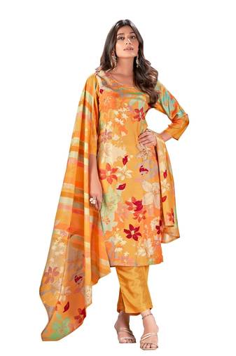 Yellow Colour Ethnic Readymade Digital Print Salwaar Kameez