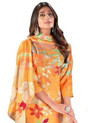 Yellow Colour Ethnic Readymade Digital Print Salwaar Kameez 3