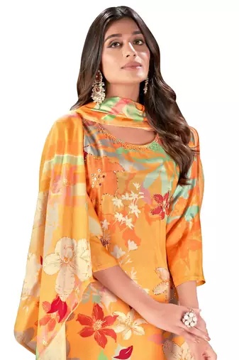 Yellow Colour Ethnic Readymade Digital Print Salwaar Kameez