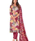 Wine Colour Ethnic Readymade Digital Print Salwaar Kameez