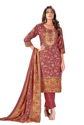 Maroon Colour Ethnic Readymade Digital Print Salwaar Kameez 1