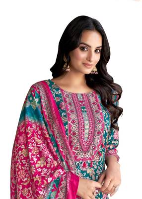 Sky Blue Colour Ethnic Readymade Digital Print Salwaar Kameez 3