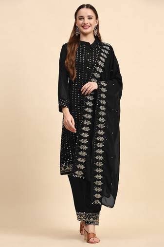 Heavy Designer Sequins Work Black Colour Trendy Partywear Salwar Kameez