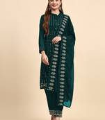 Heavy Sequins Work Green Colour Trendy Partywear Salwar Kameez