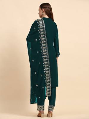 Heavy Sequins Work Green Colour Trendy Partywear Salwar Kameez 2